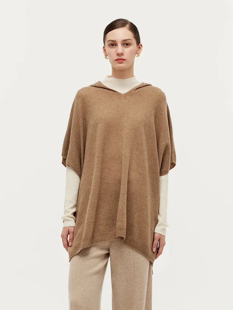 100% Cashmere Hooded Poncho Sweater