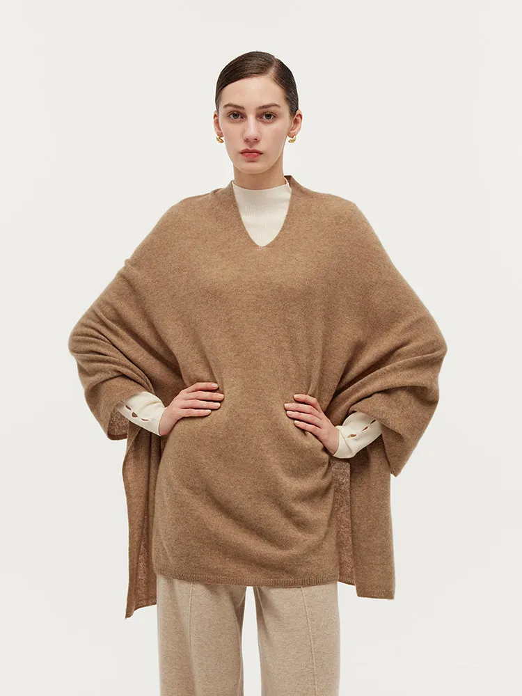 100% Cashmere Pullover Poncho Sweater