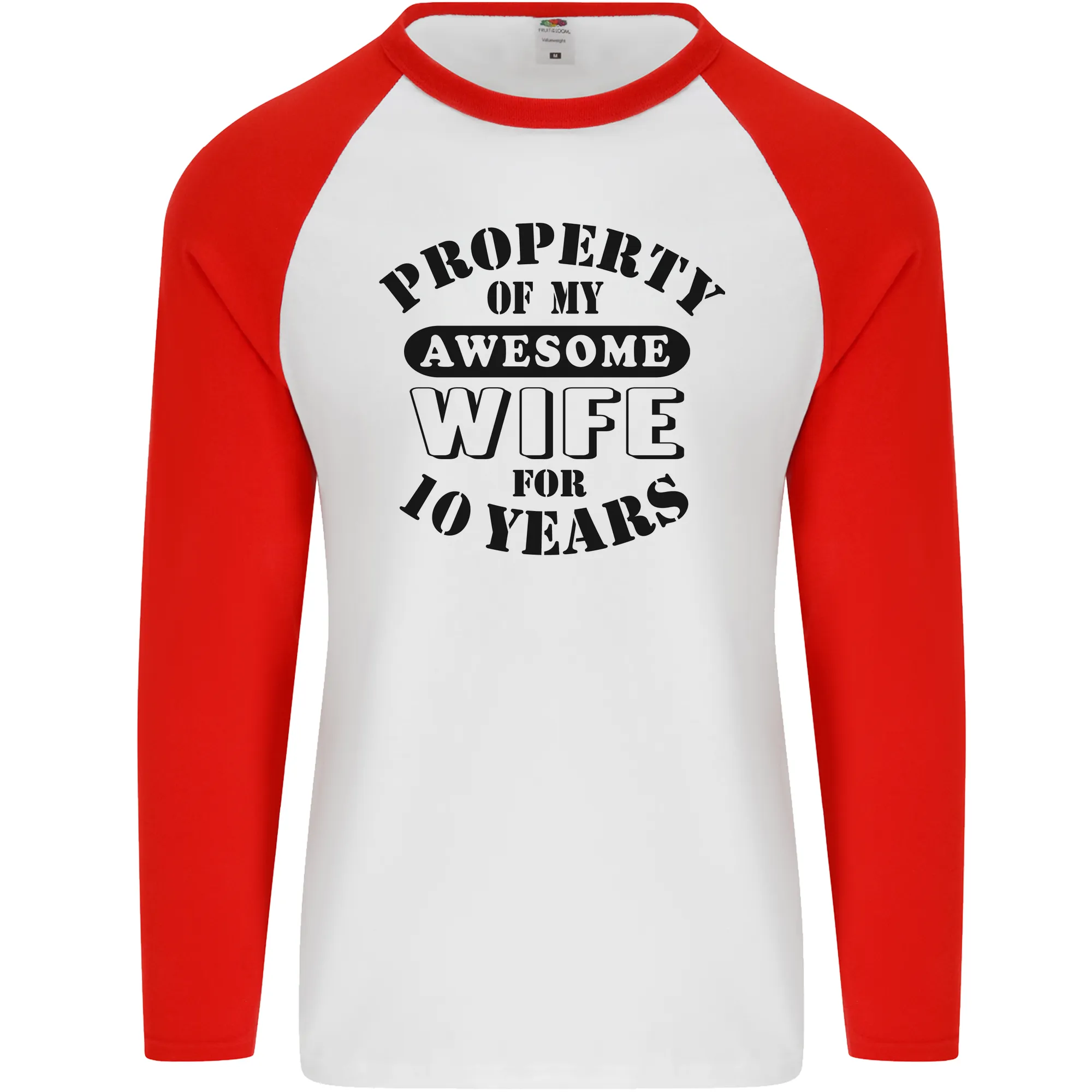 10th Wedding Anniversary 10 Year Funny Wife Mens L/S Baseball T-Shirt