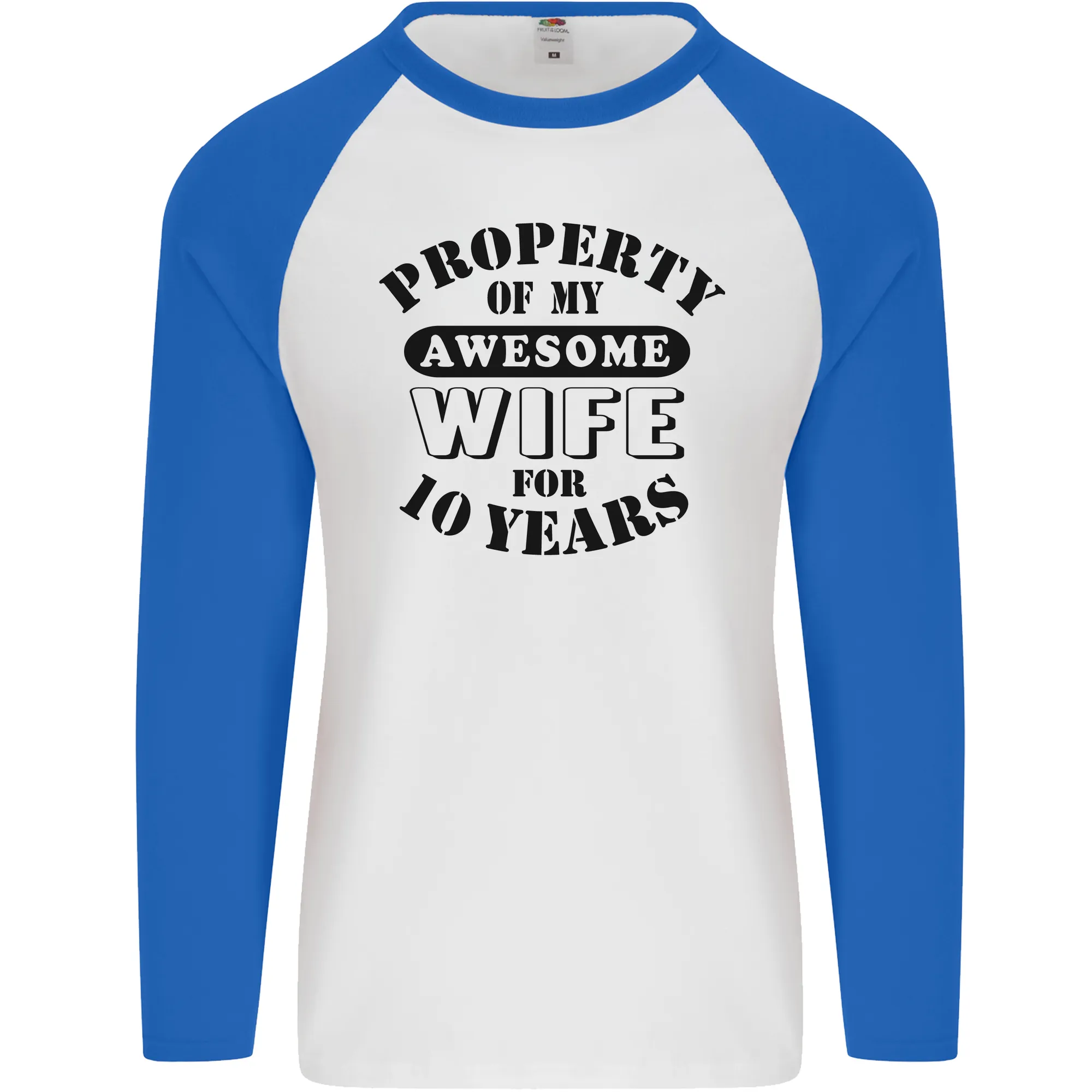 10th Wedding Anniversary 10 Year Funny Wife Mens L/S Baseball T-Shirt