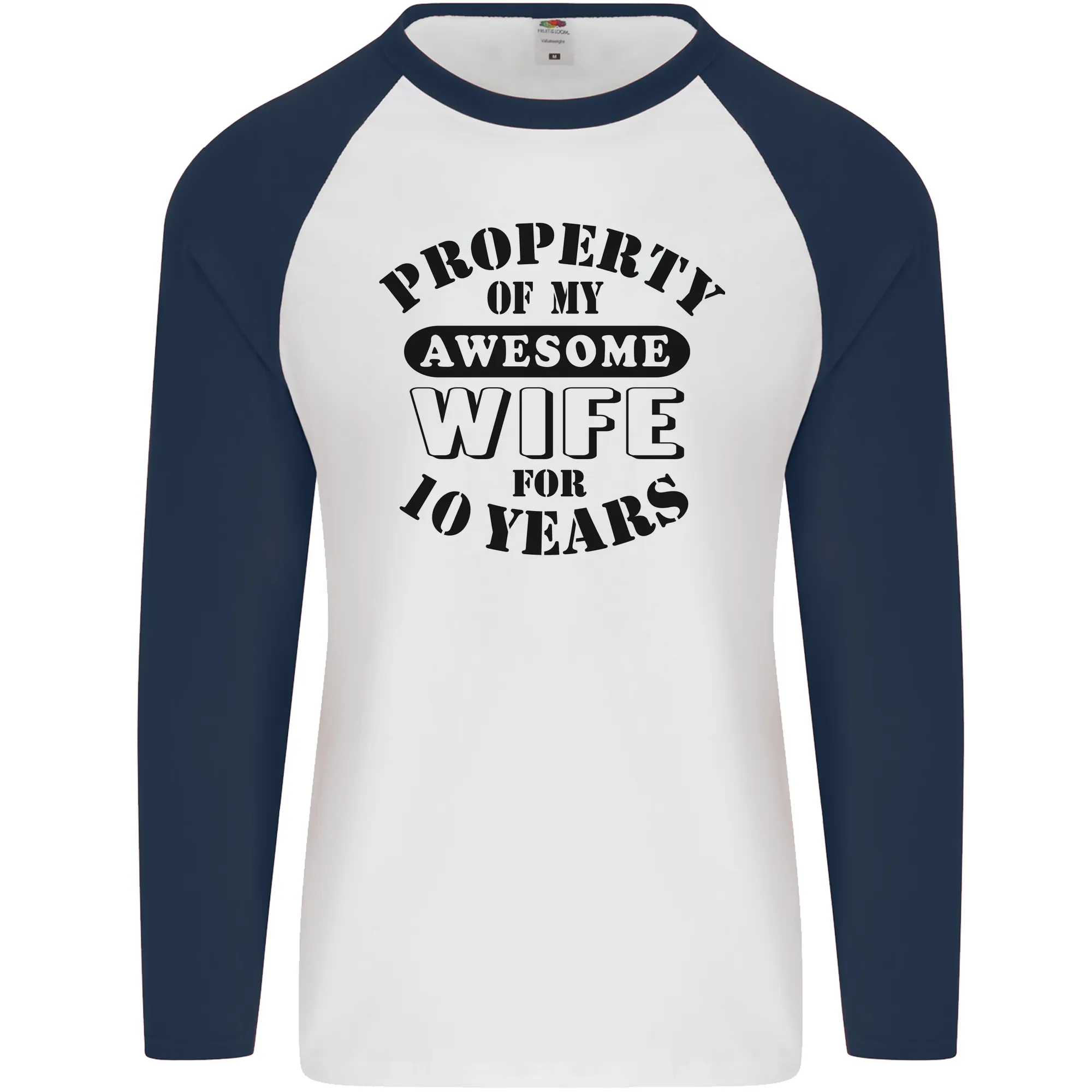 10th Wedding Anniversary 10 Year Funny Wife Mens L/S Baseball T-Shirt