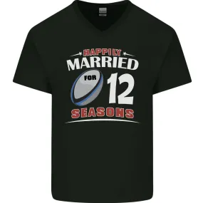 12 Year Wedding Anniversary 12th Rugby Mens V-Neck Cotton T-Shirt