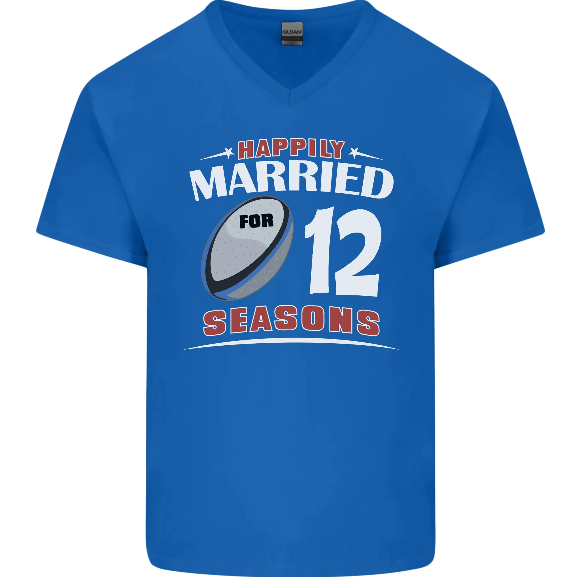 12 Year Wedding Anniversary 12th Rugby Mens V-Neck Cotton T-Shirt