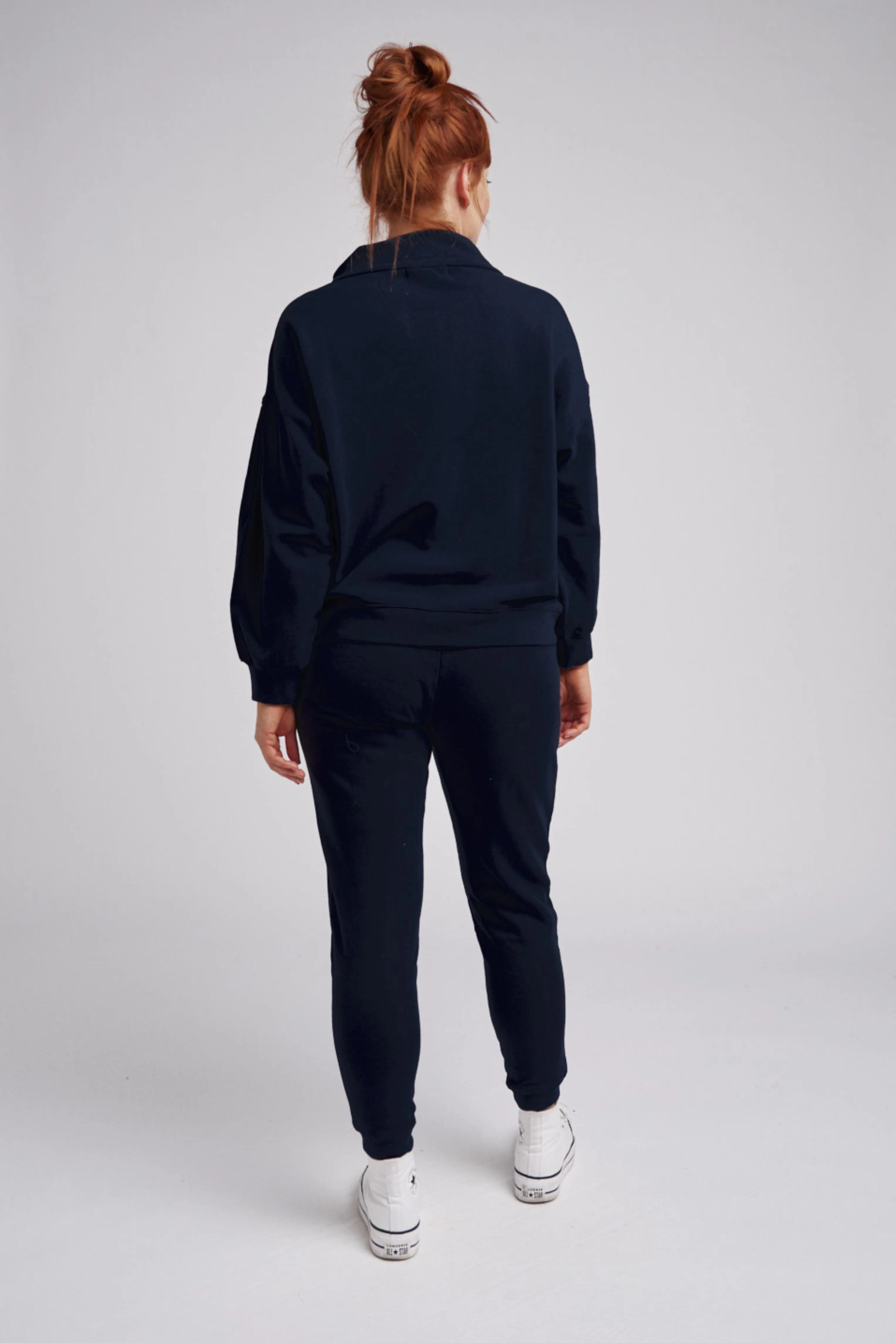 1/2 Zip Cotton Navy Sweater