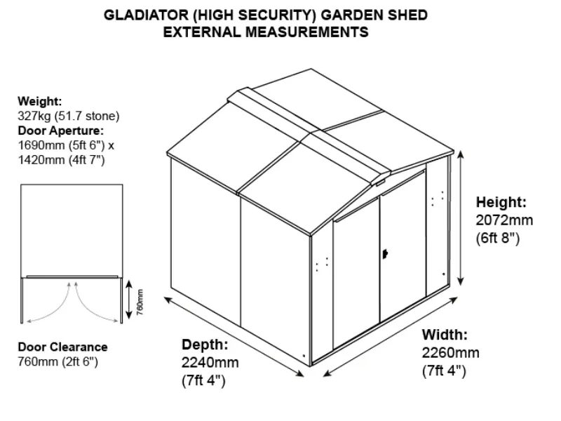 7ft x 7ft Metal Shed (The Gladiator)