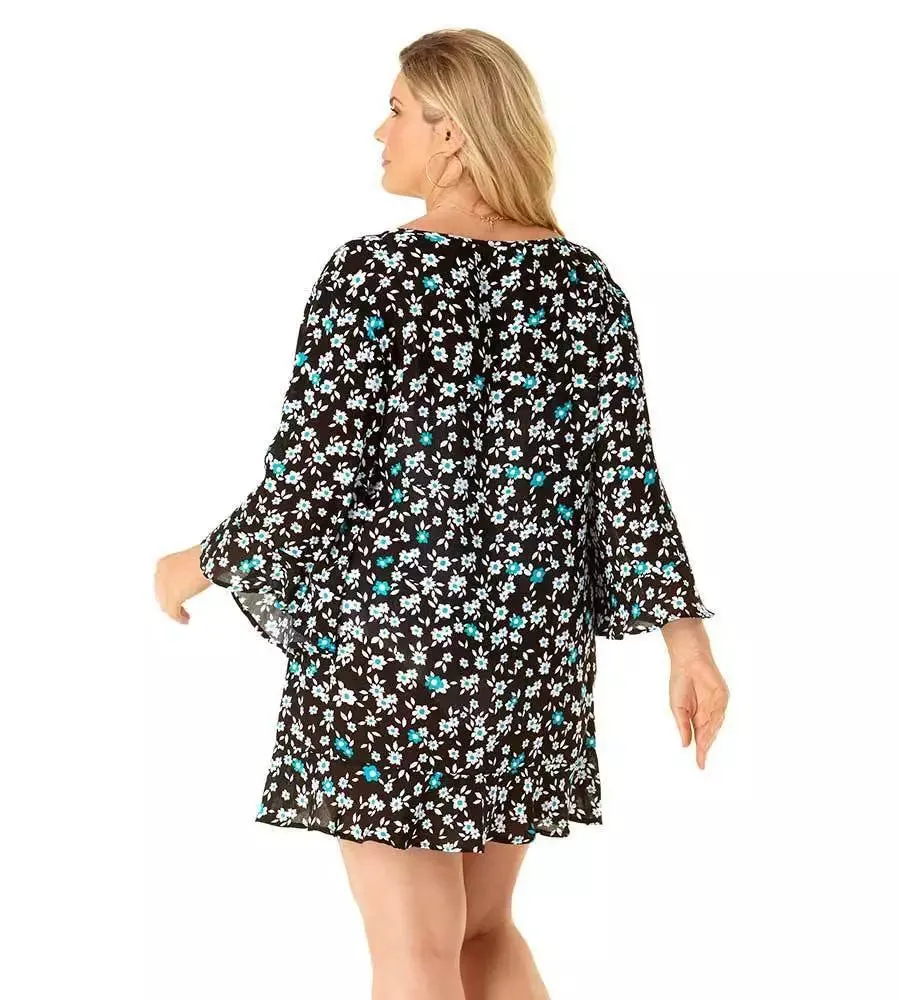 Anne Cole Plus - Flounce V Neck Tunic, Size 18-20 W