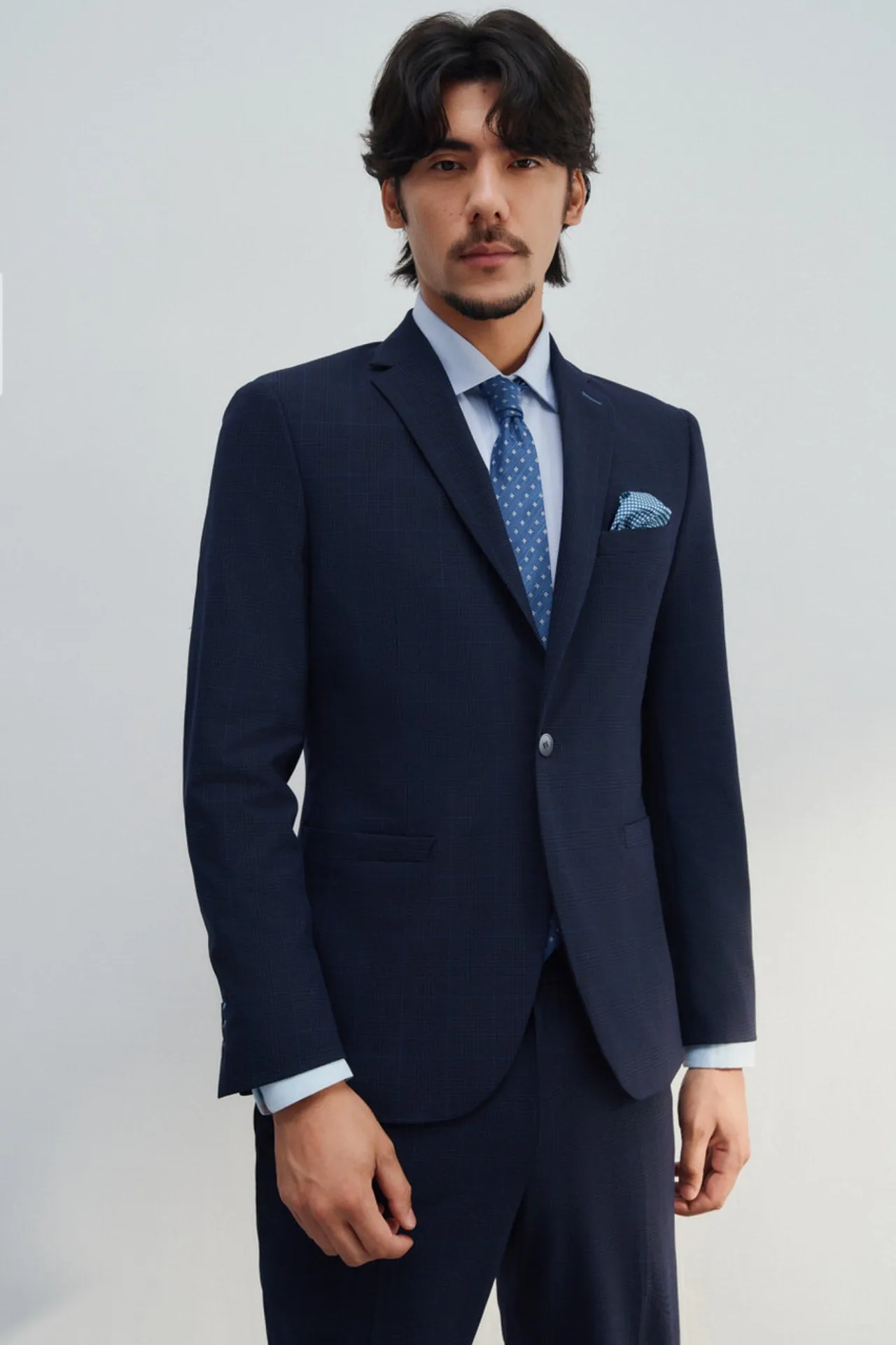 Anti-Bacterial Slim Fit Check Suit Blazer