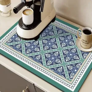 Anti Slip Dish Drying Mat-5756Turquoise Pattern