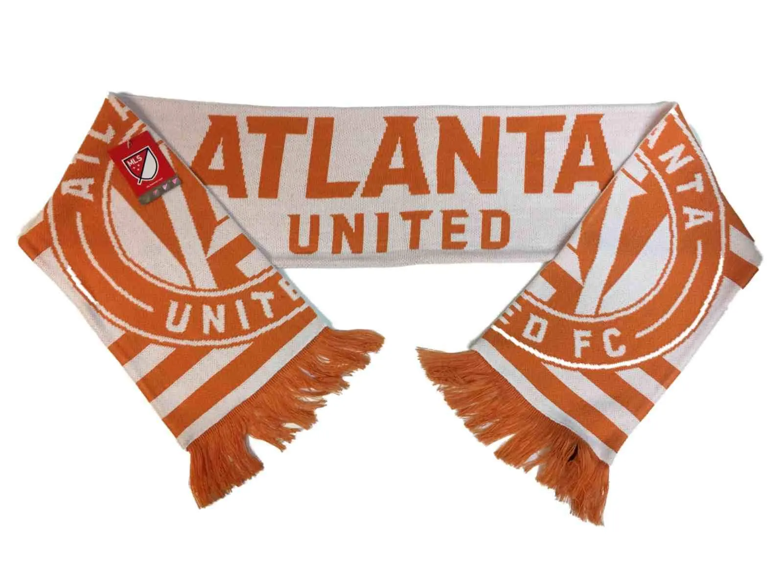 Atlanta United FC Adidas White & Orange MLS Acrylic Knit Scarf with Tassles