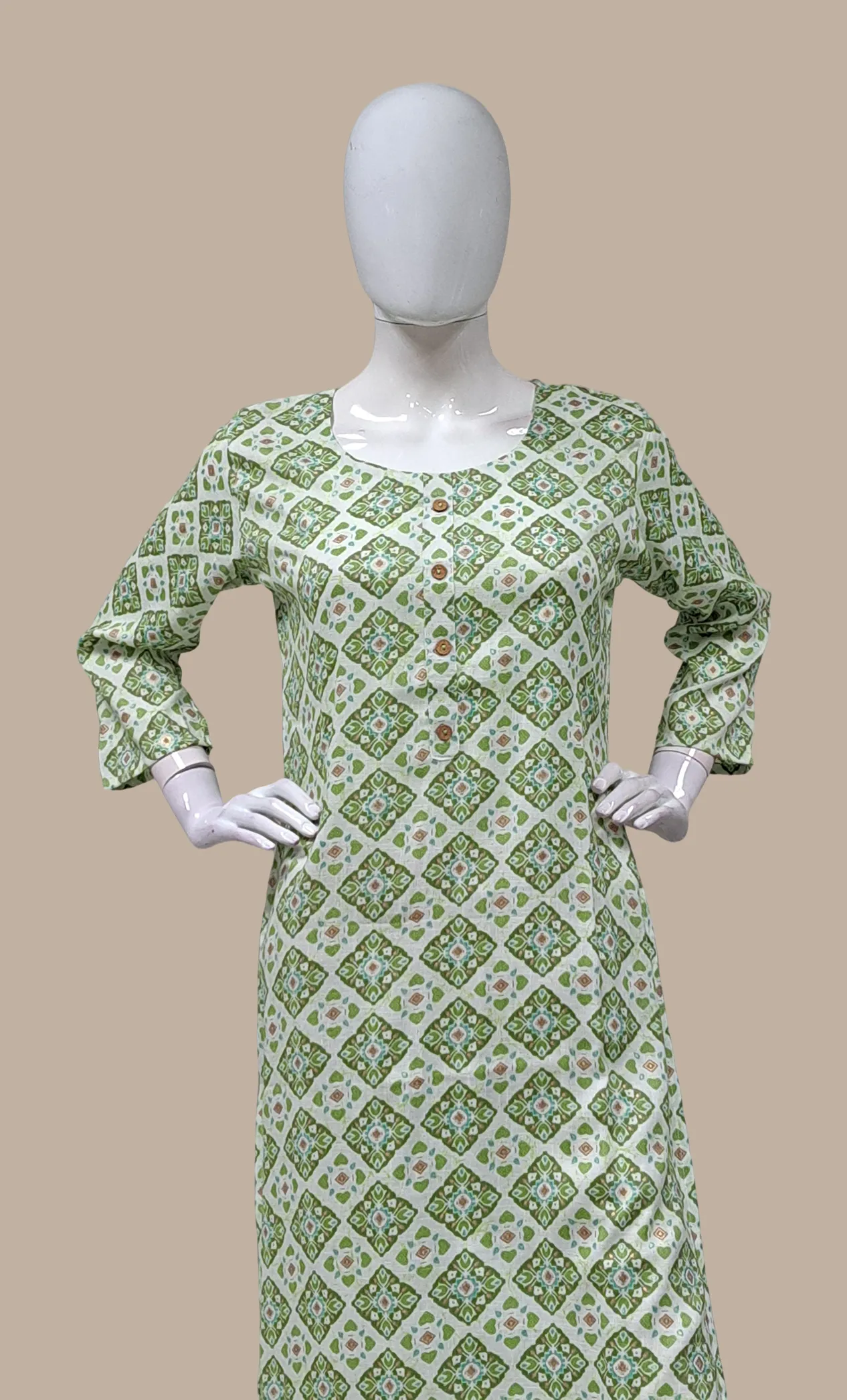 Avo Green Printed Kurti Top