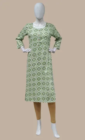 Avo Green Printed Kurti Top