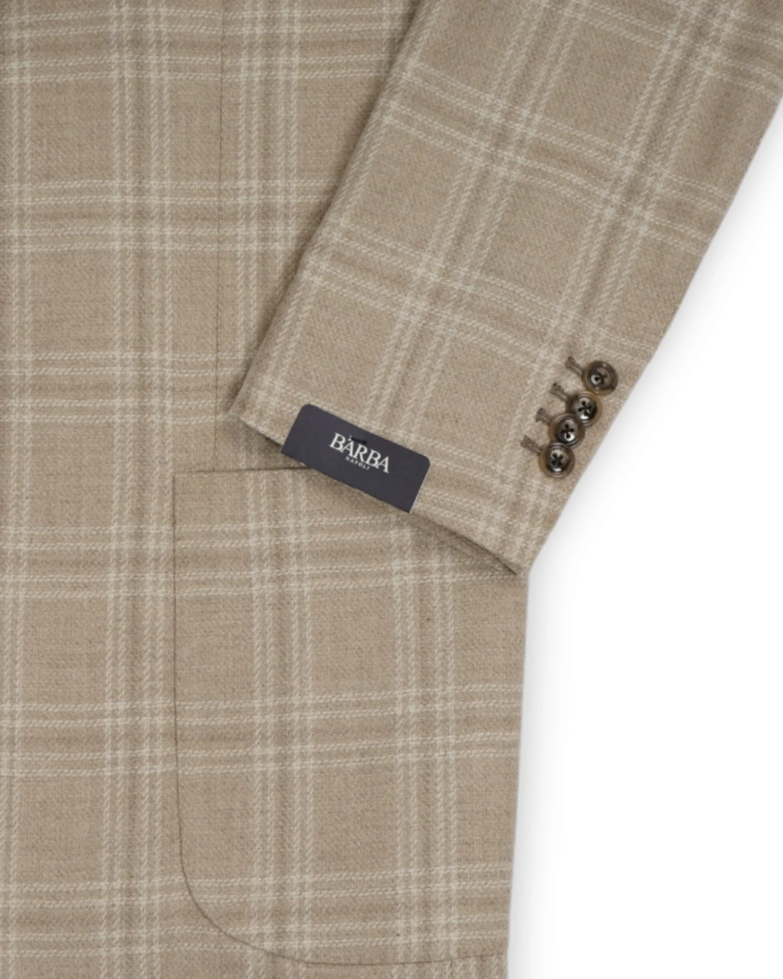 Barba Napoli - Beige Checked Wool/Cashmere Sports Jacket 52