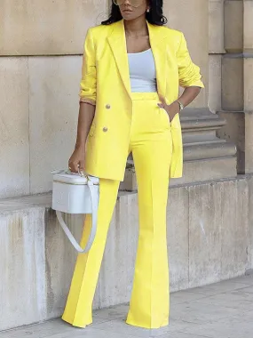 Beautiedoll Double-Breasted Blazer & Flared Pants Set