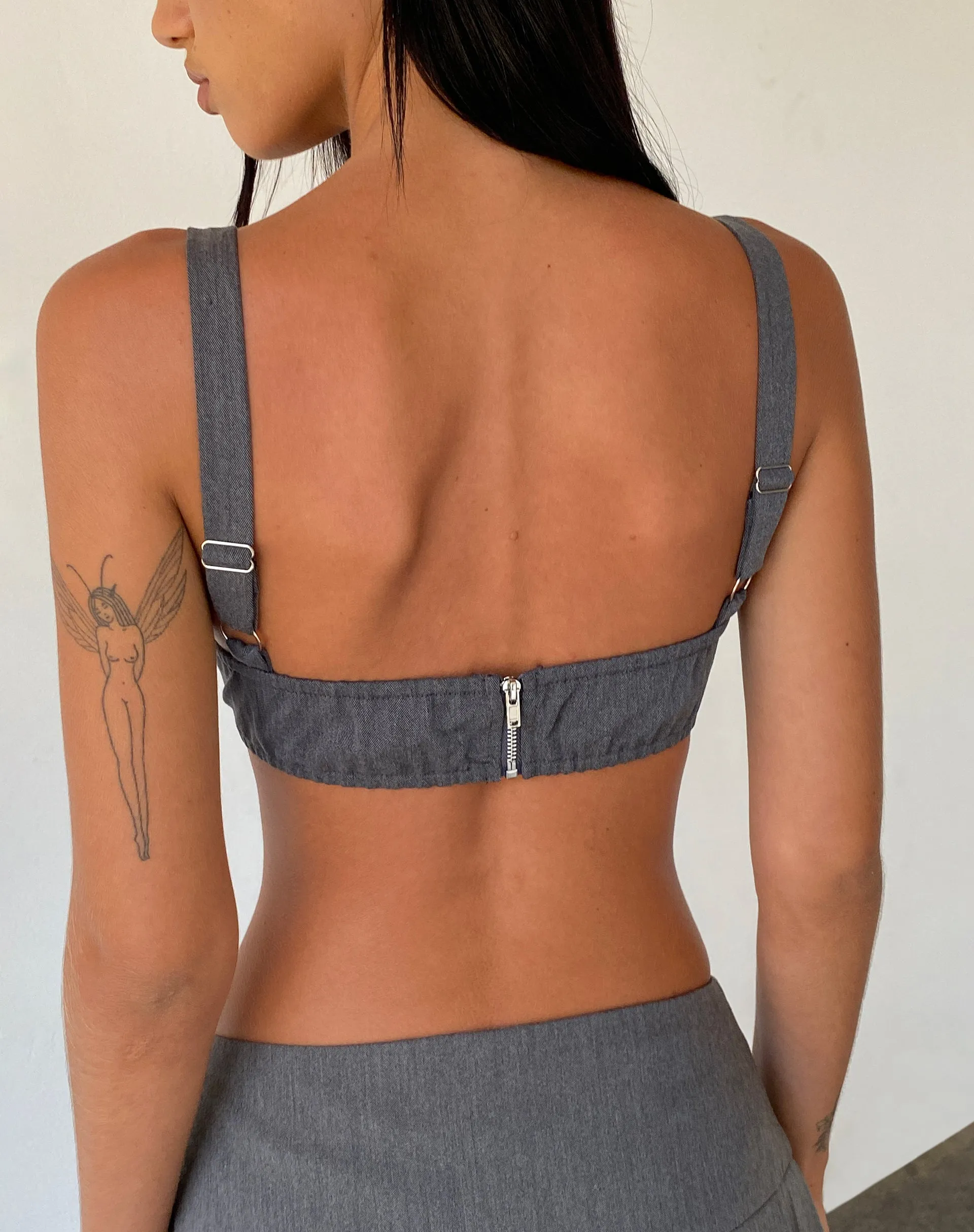 Belva Bralette in Tailoring Charcoal