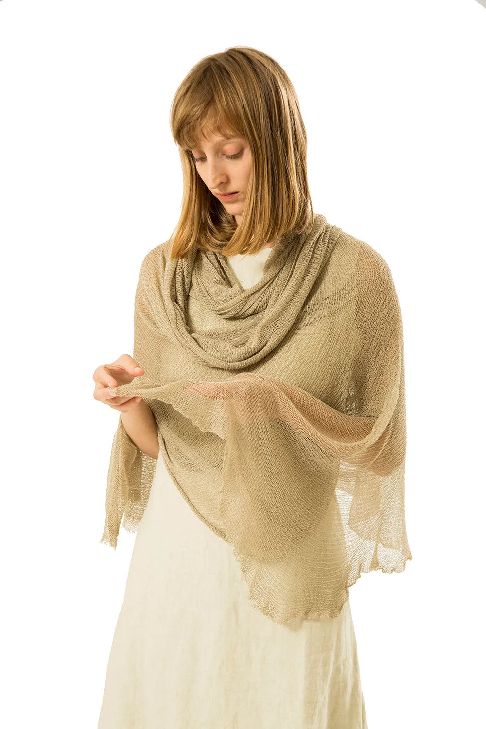 Big Bamboo Air Scarf - Golden camel , Linen