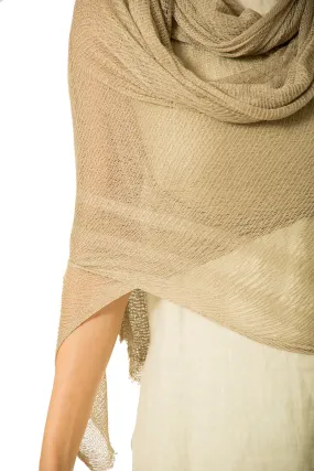 Big Bamboo Air Scarf - Golden camel , Linen