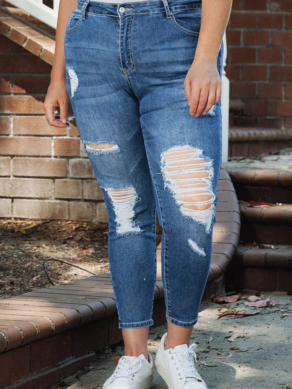 Blue Acid Washed Plus Size Skinny Jeans