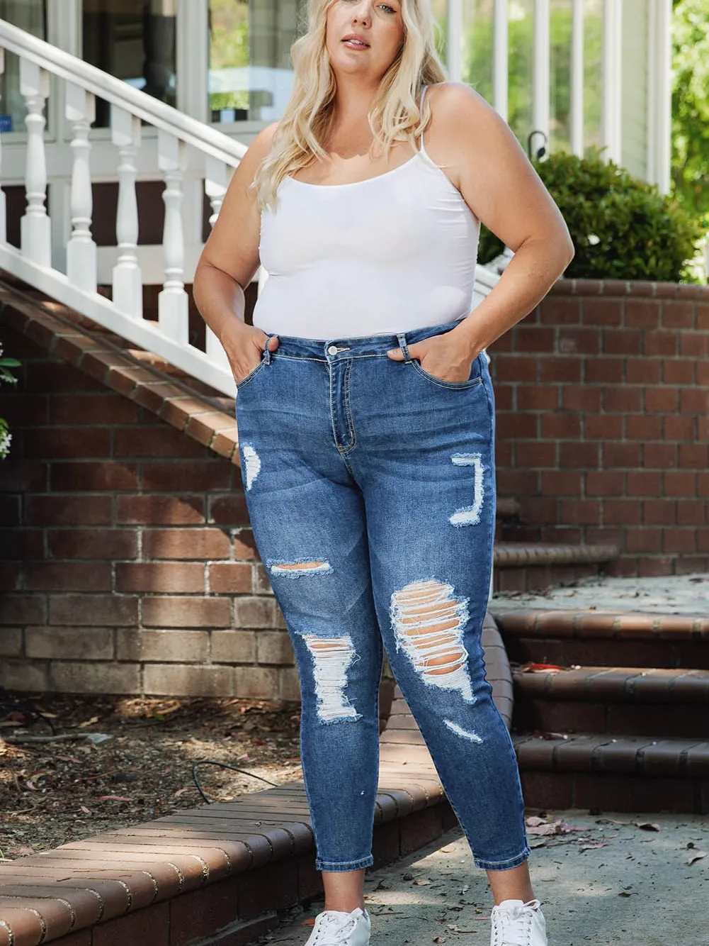 Blue Acid Washed Plus Size Skinny Jeans