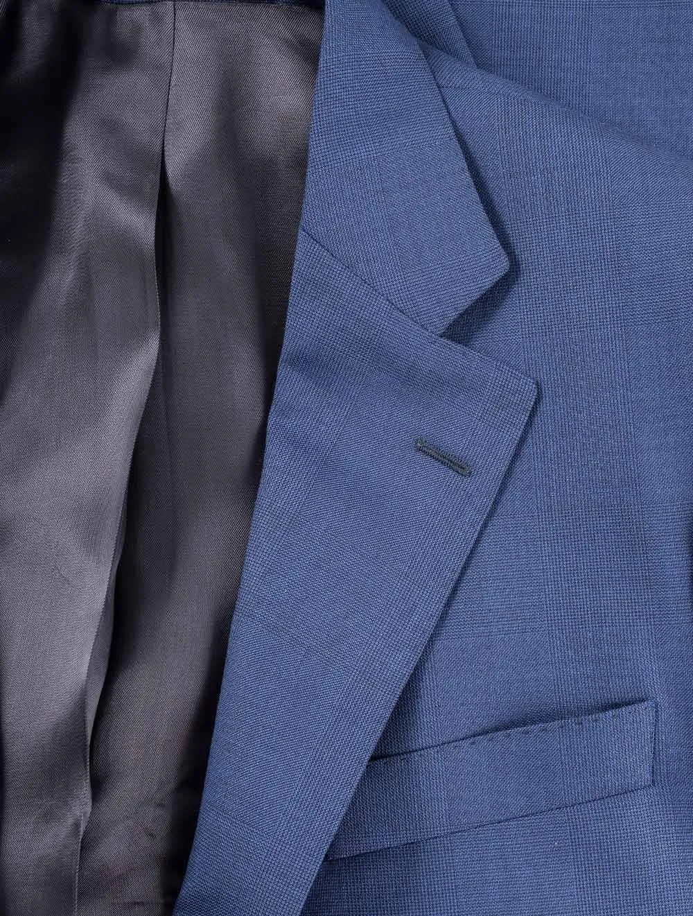 Blue Self Check Wool Classic Fit Suit Blue