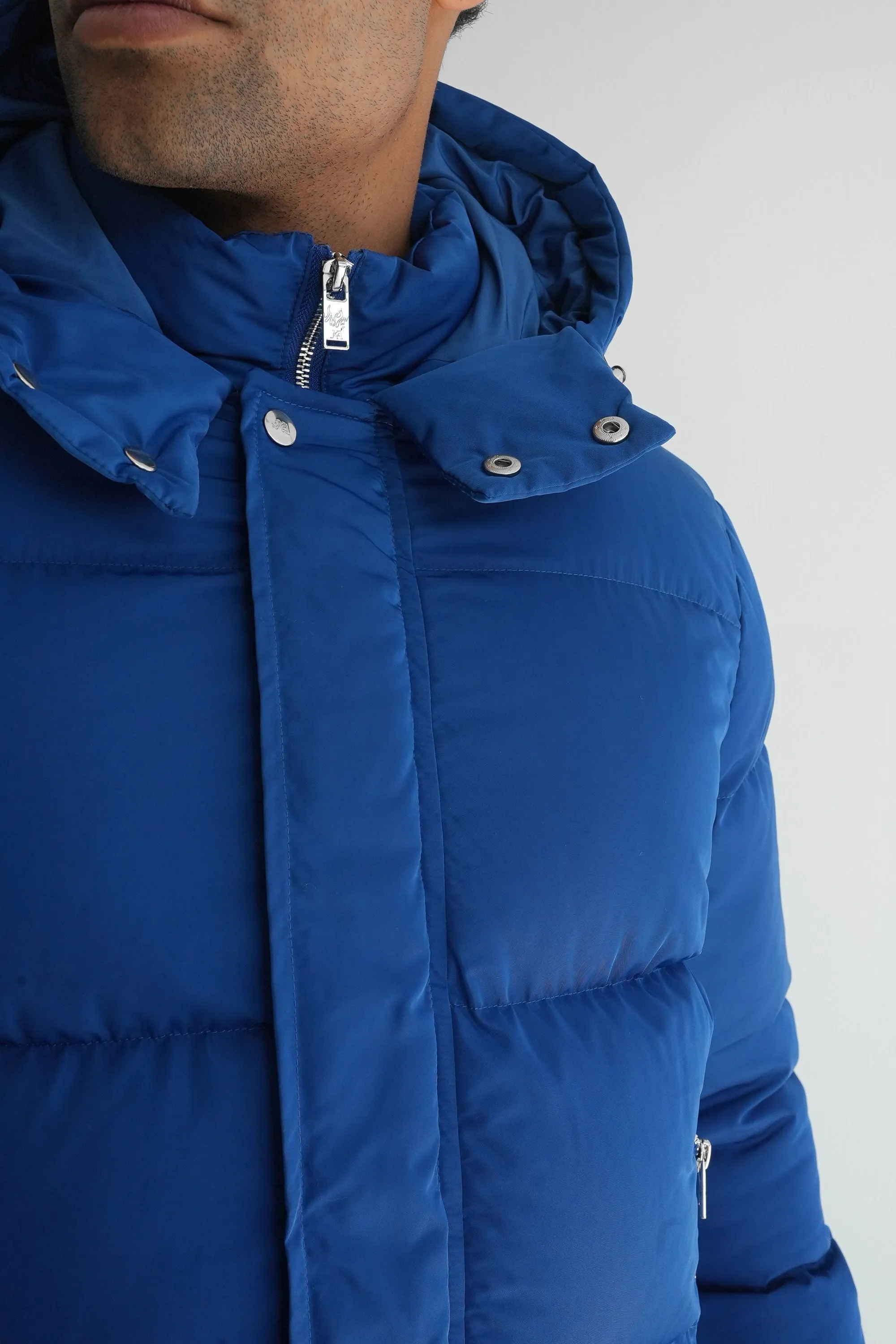 Boxy Down Insulated Puffer Jacket - Blue