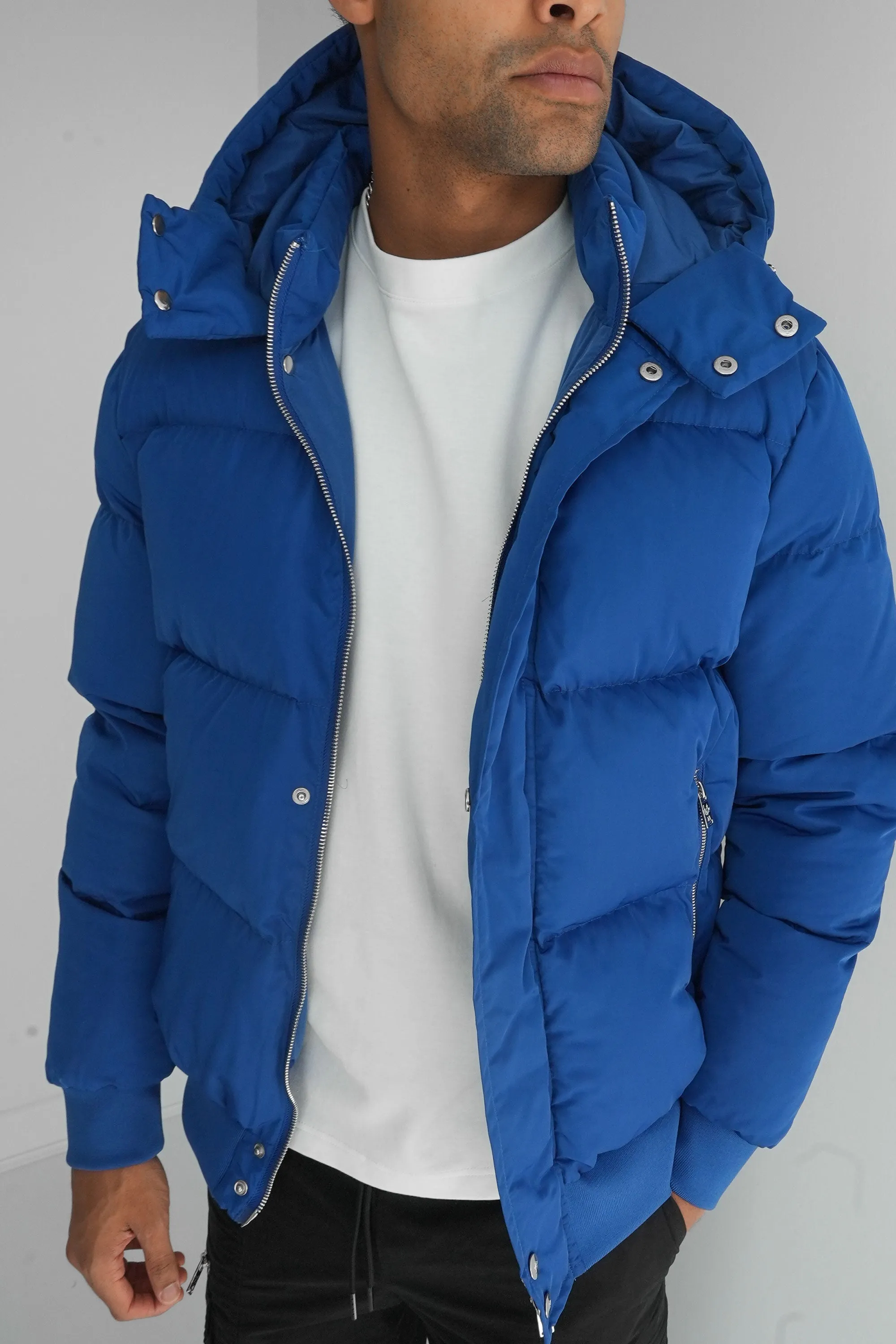 Boxy Down Insulated Puffer Jacket - Blue