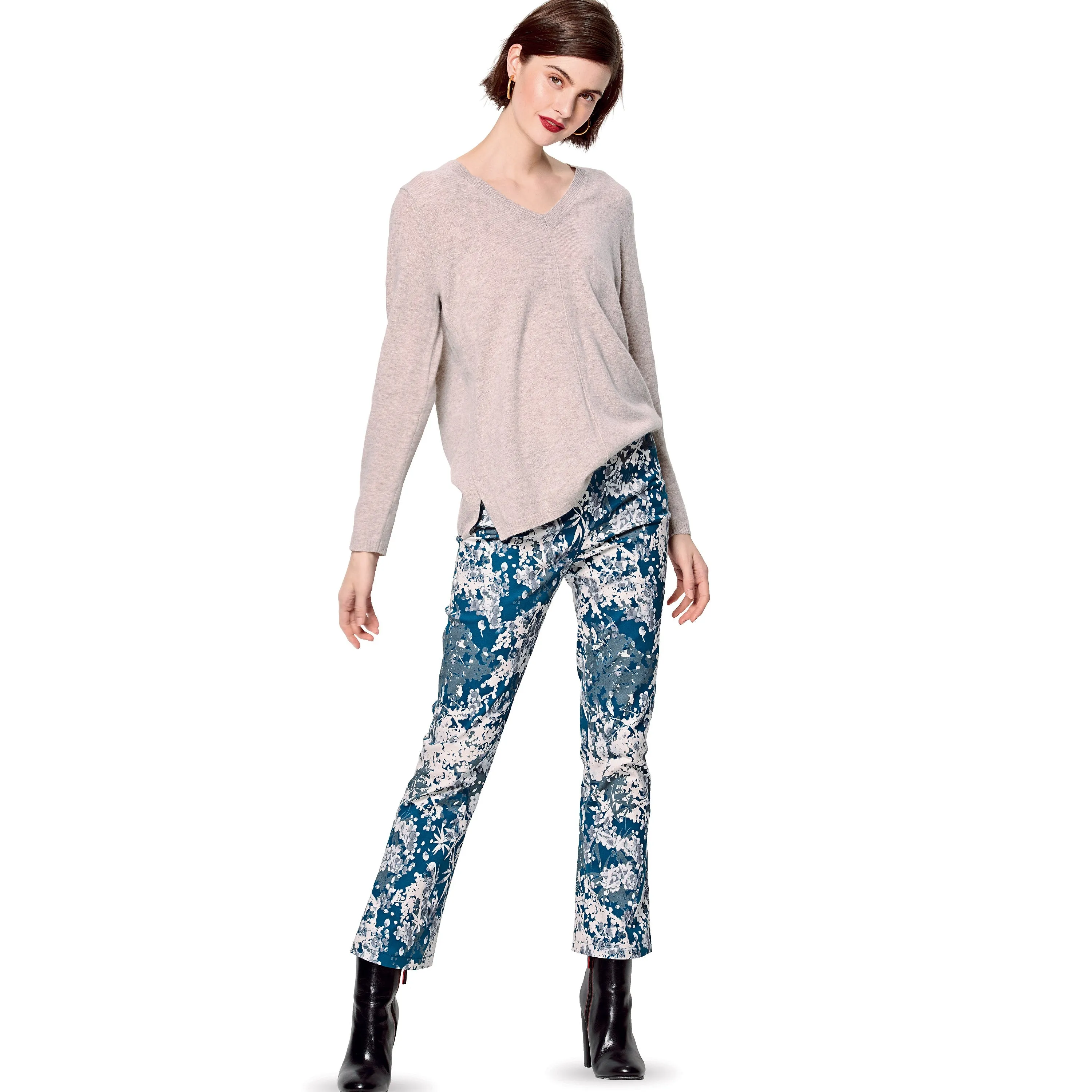 Burda Pattern 6152 Misses' Flared trousers or pants with a waistband and side zipper