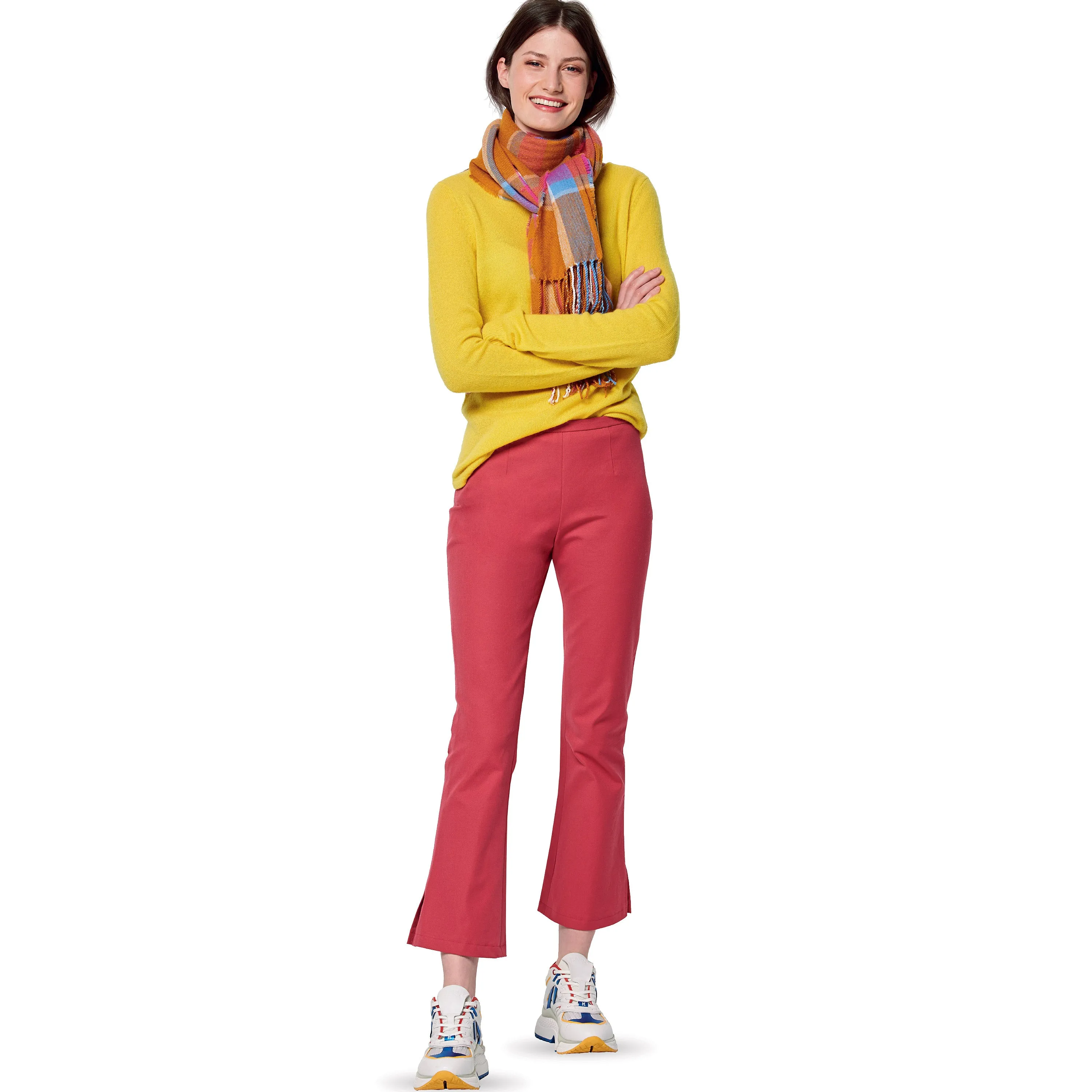 Burda Pattern 6152 Misses' Flared trousers or pants with a waistband and side zipper