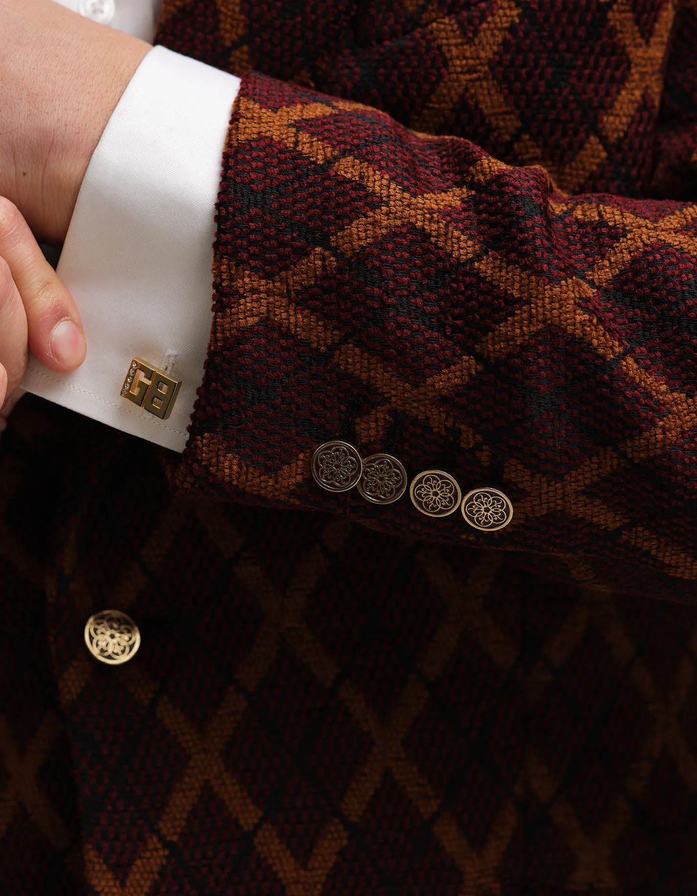 Burgundy & Gold Diamond Jacket