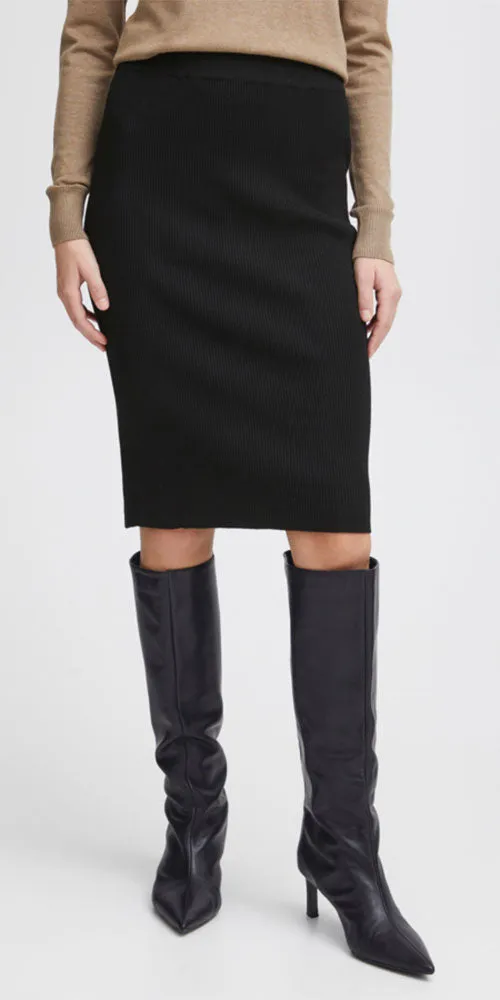 B.Young Ribbed Skirt, black