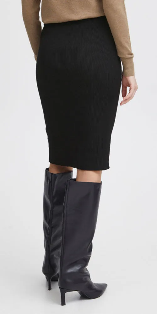 B.Young Ribbed Skirt, black