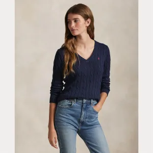 CABLE-KNIT COTTON V-NECK SWEATER