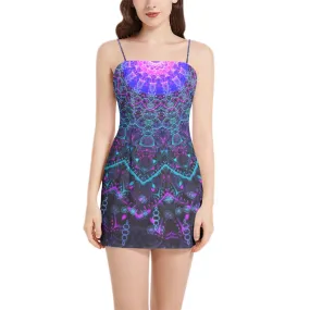 Cameron Gray | Energy Mandala | Sleeveless Square Neckline Spaghetti Strap Mini Dress