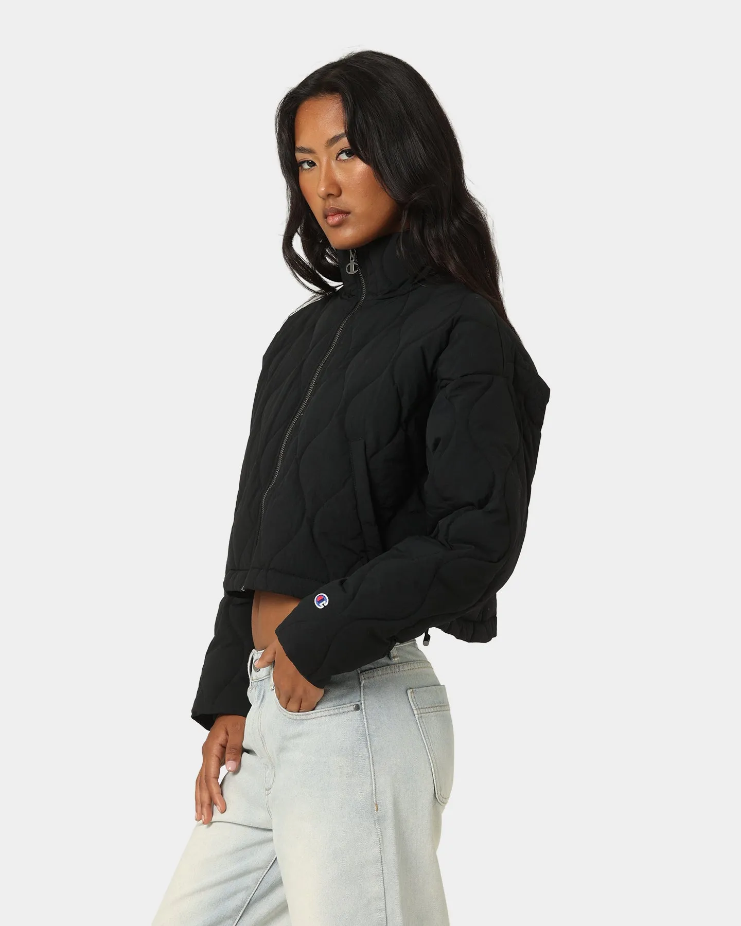 Champion Women's Lifestyle Cropped Puffer Jacket Black