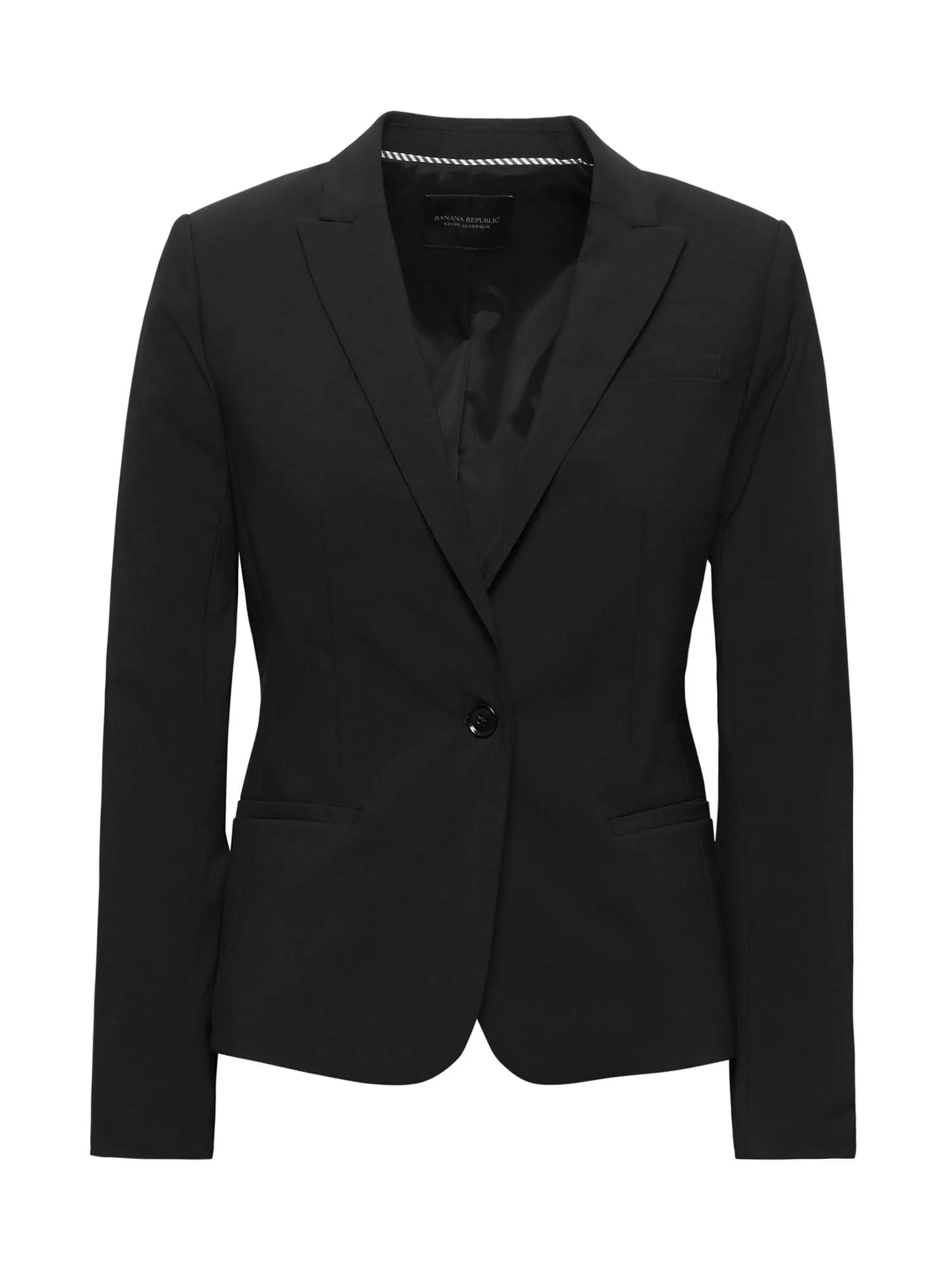 Classic-Fit Italian Wool-Blend Blazer in Black