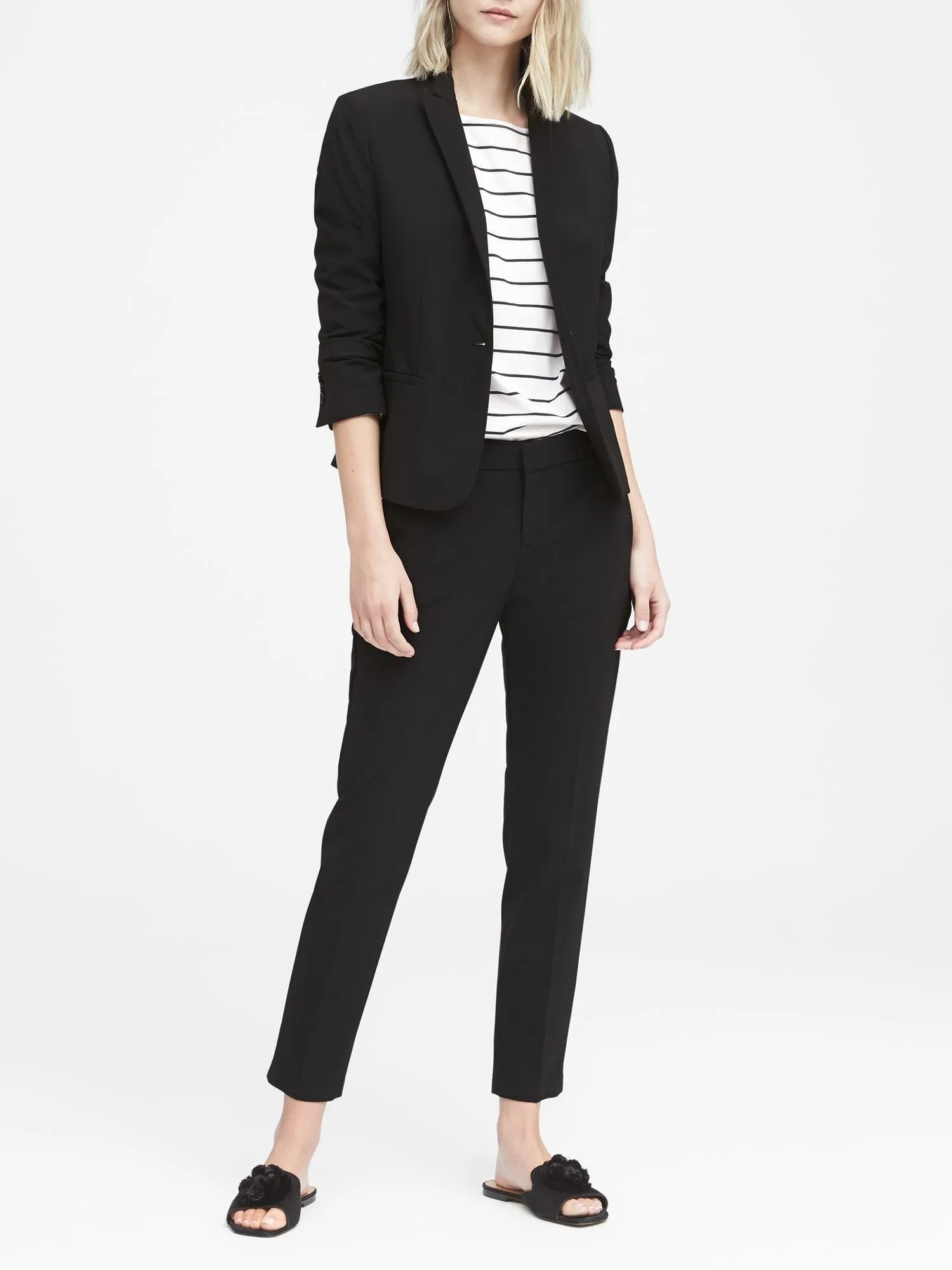 Classic-Fit Italian Wool-Blend Blazer in Black