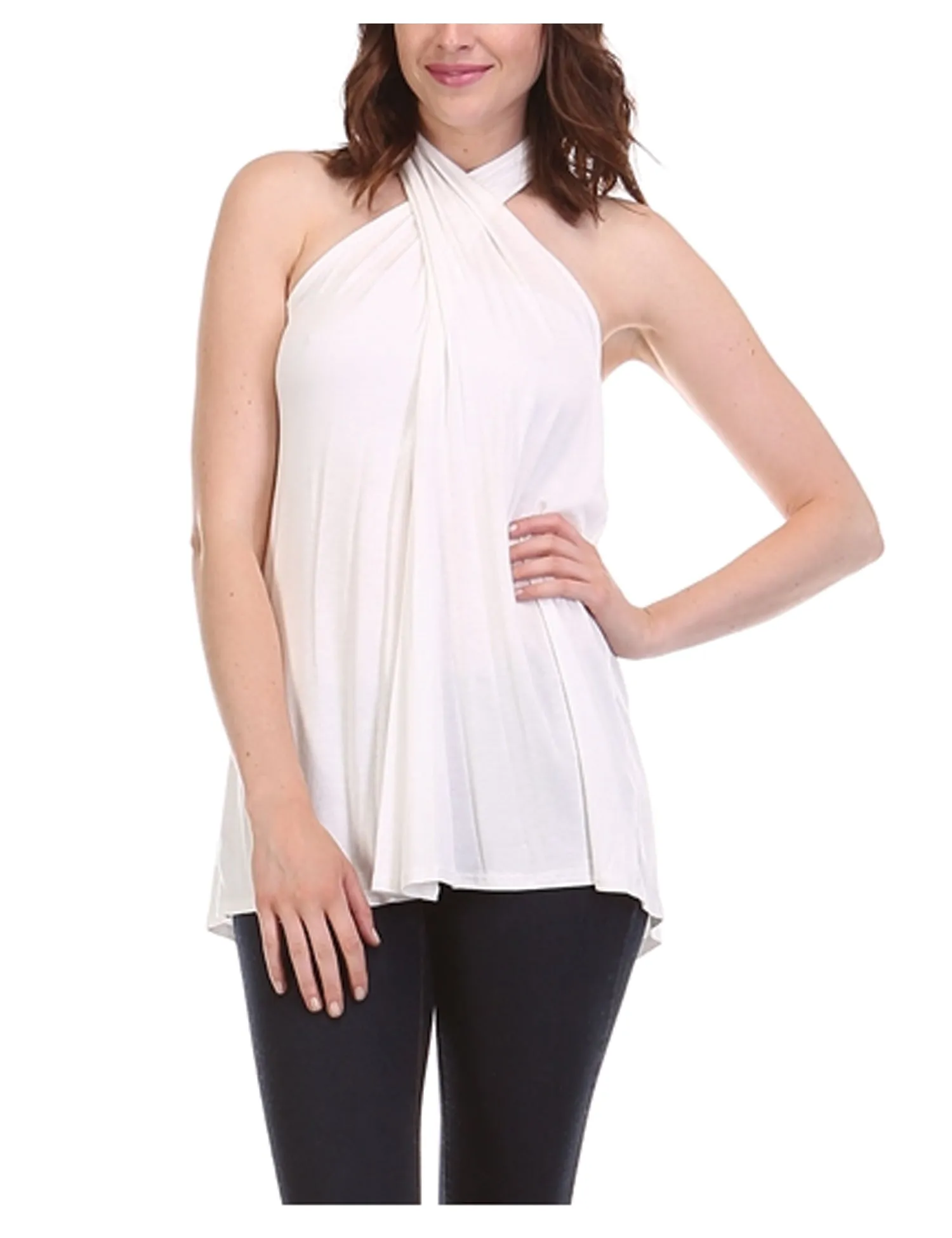 [Clearance] Womens Sleeveless Tunic Tank Top with Key Holes