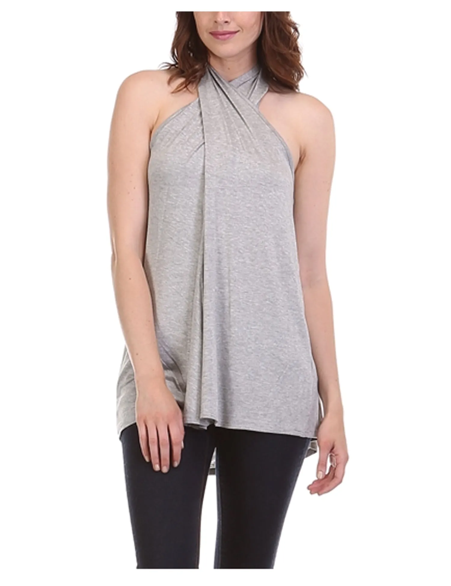 [Clearance] Womens Sleeveless Tunic Tank Top with Key Holes