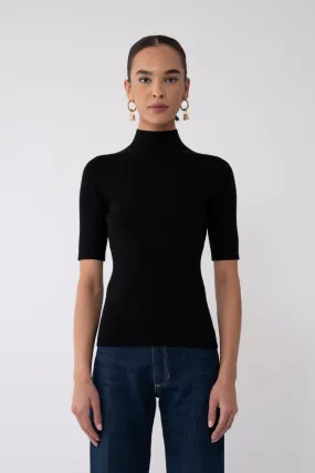 Coal Peachskin Short Sleeve Mock Neck