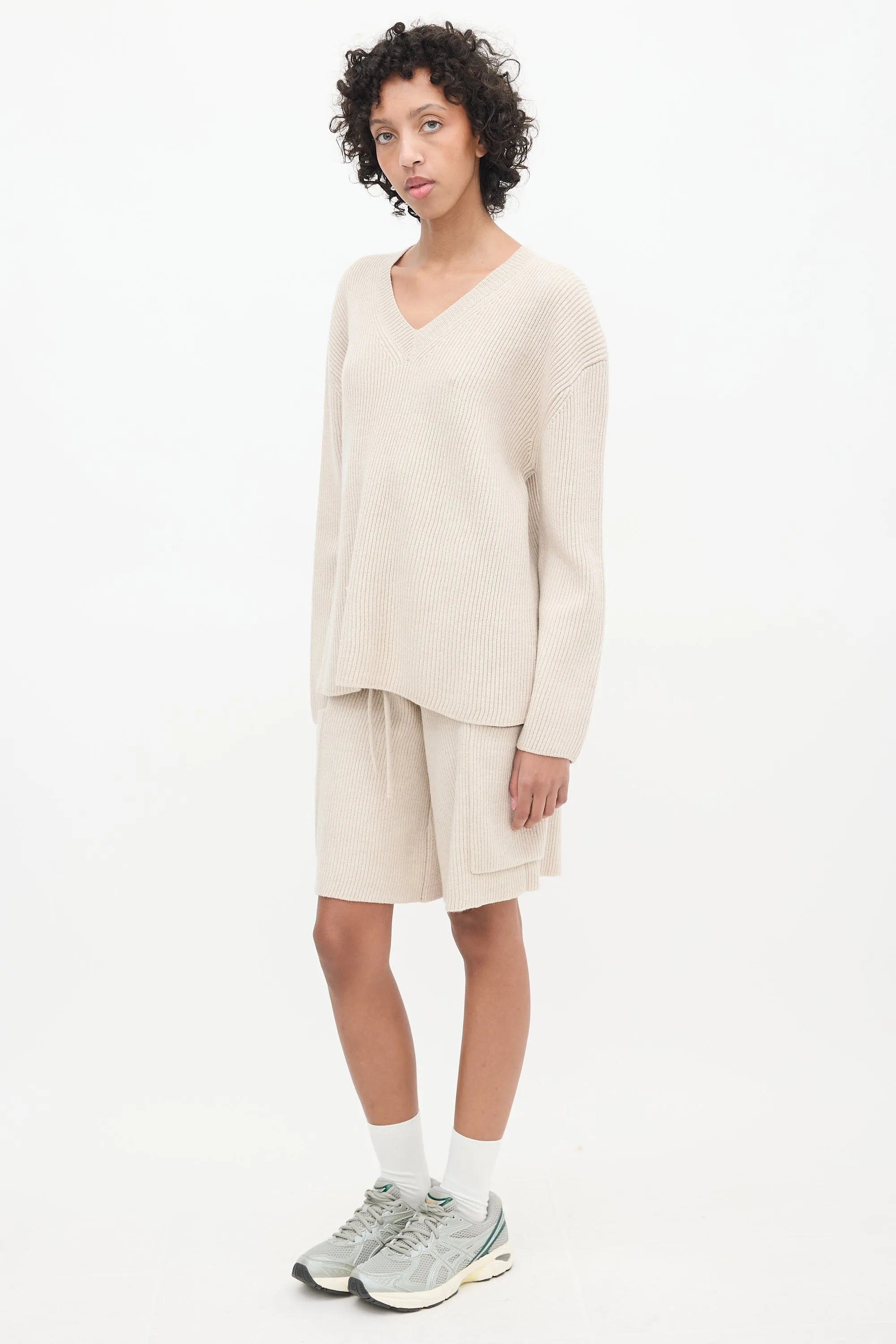 Cream Wool Knit Co-Ord Set