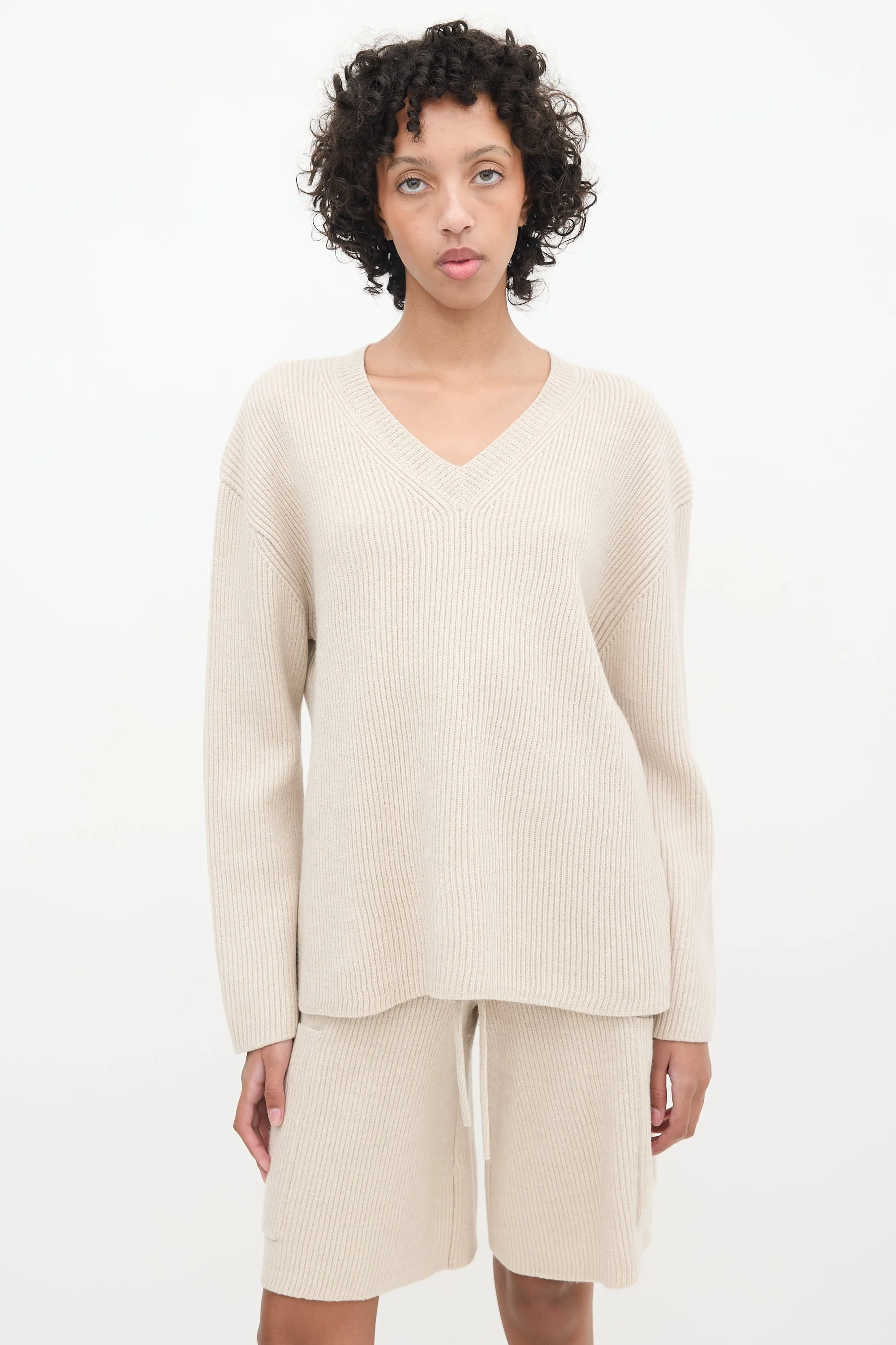 Cream Wool Knit Co-Ord Set