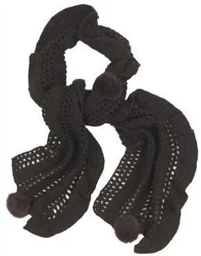 Crochet & Rabbit Fur Scarf - Brown