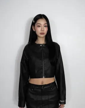 cropped  fake leather jacket