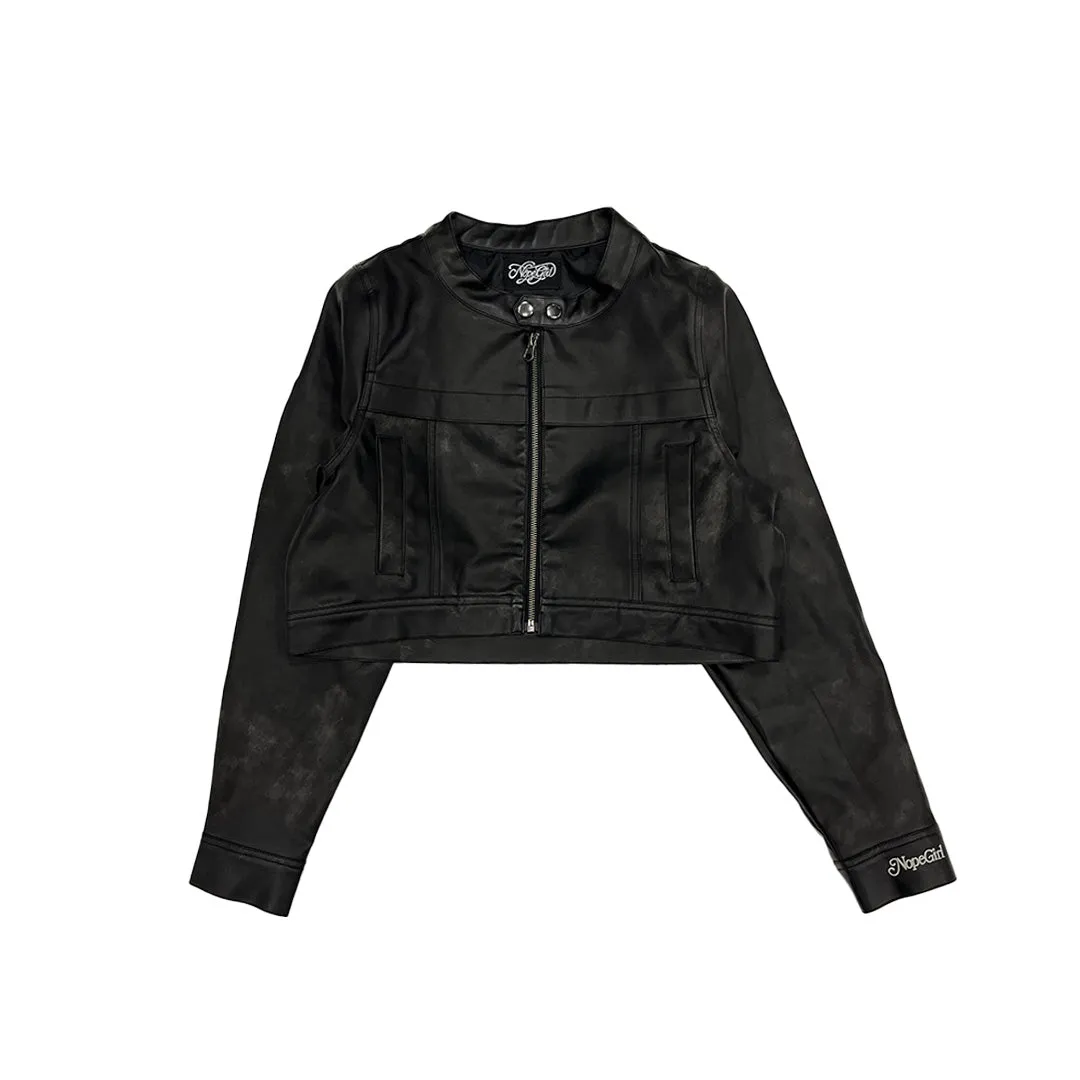 cropped  fake leather jacket