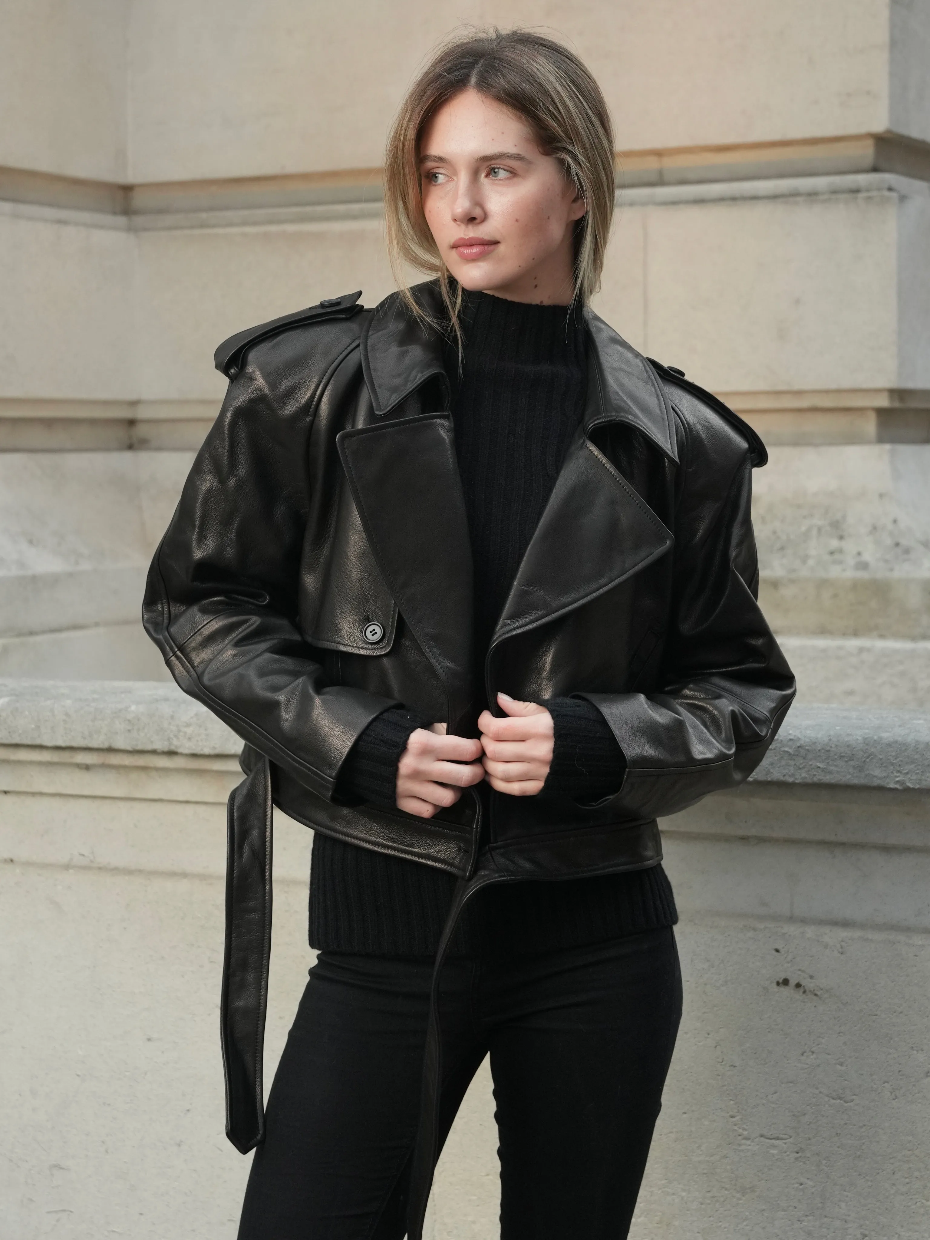 Daria oversized leather jacket