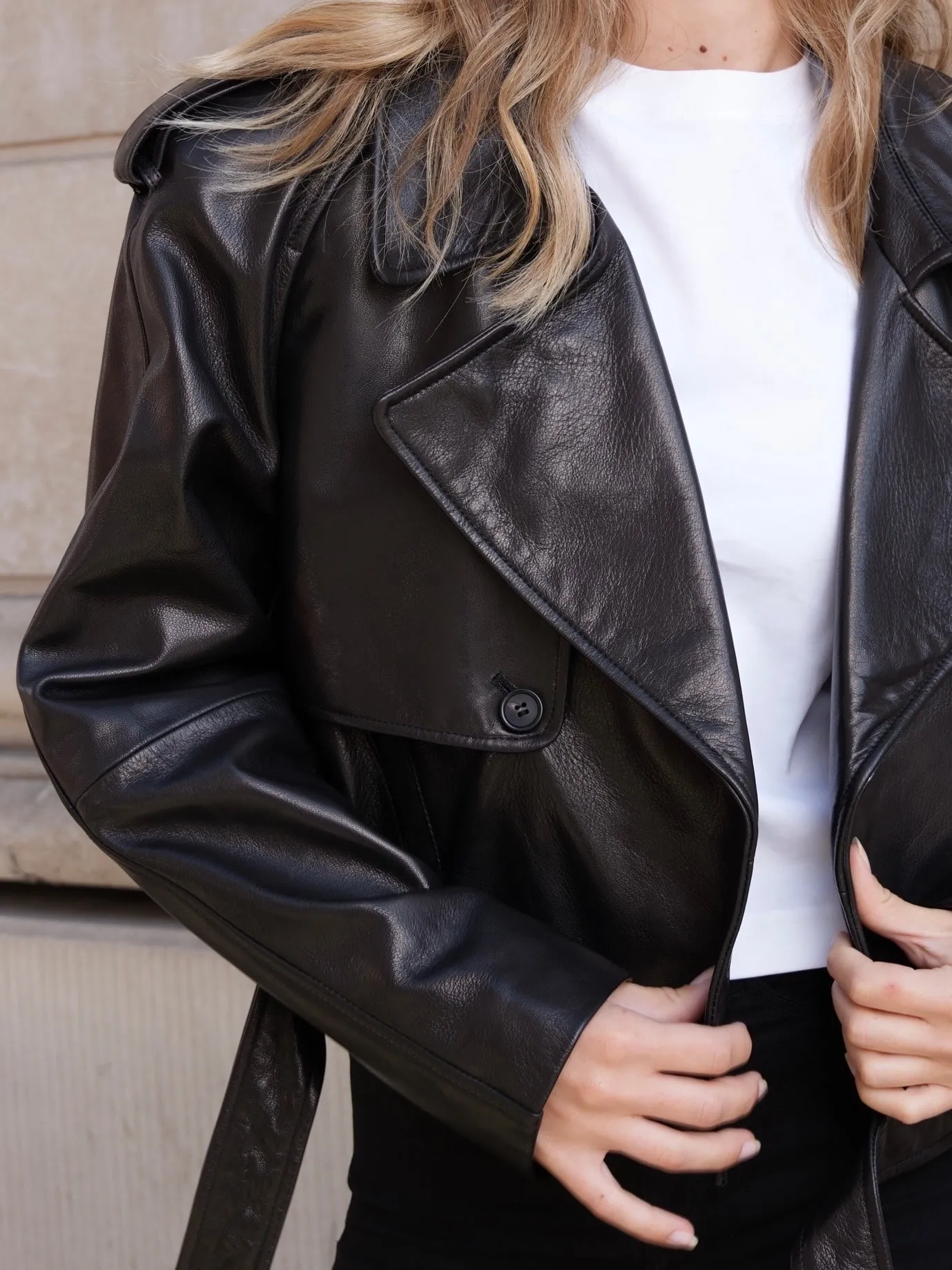 Daria oversized leather jacket