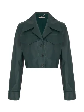 Dark green leather Nics cropped jacket