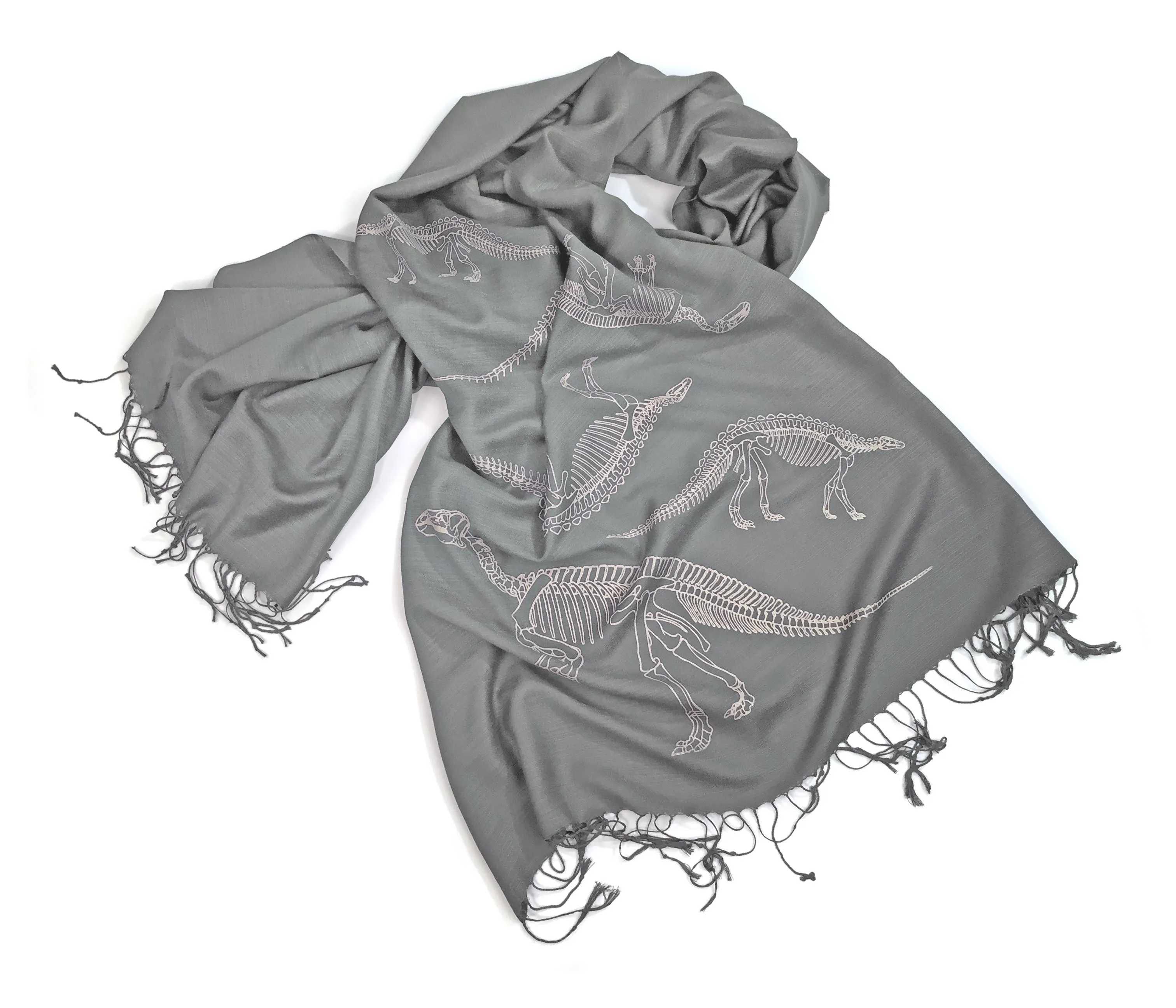 Dinosaur Bones Scarf, linen weave pashmina