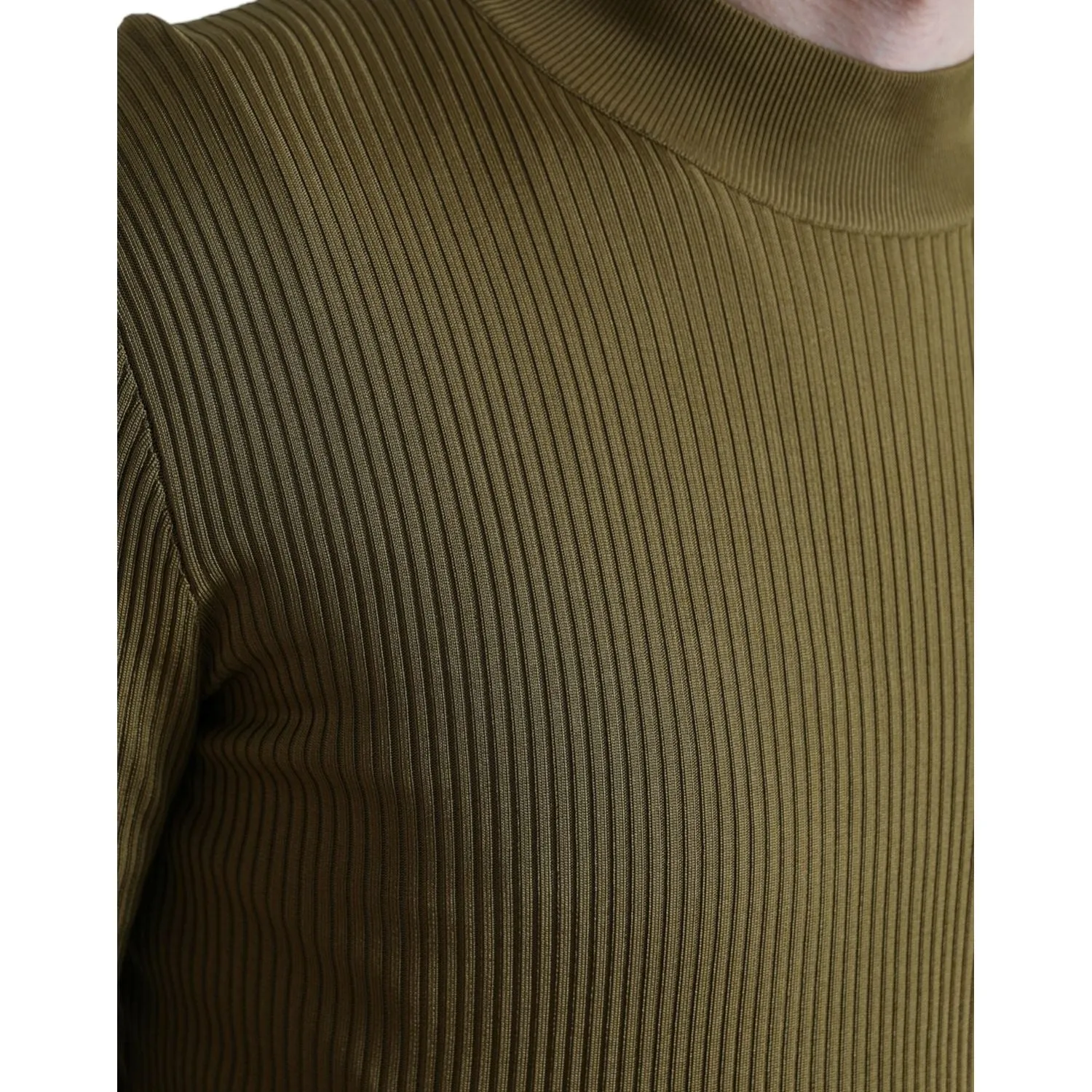 Dolce & Gabbana Army Green Viscose Crew Neck Sweater