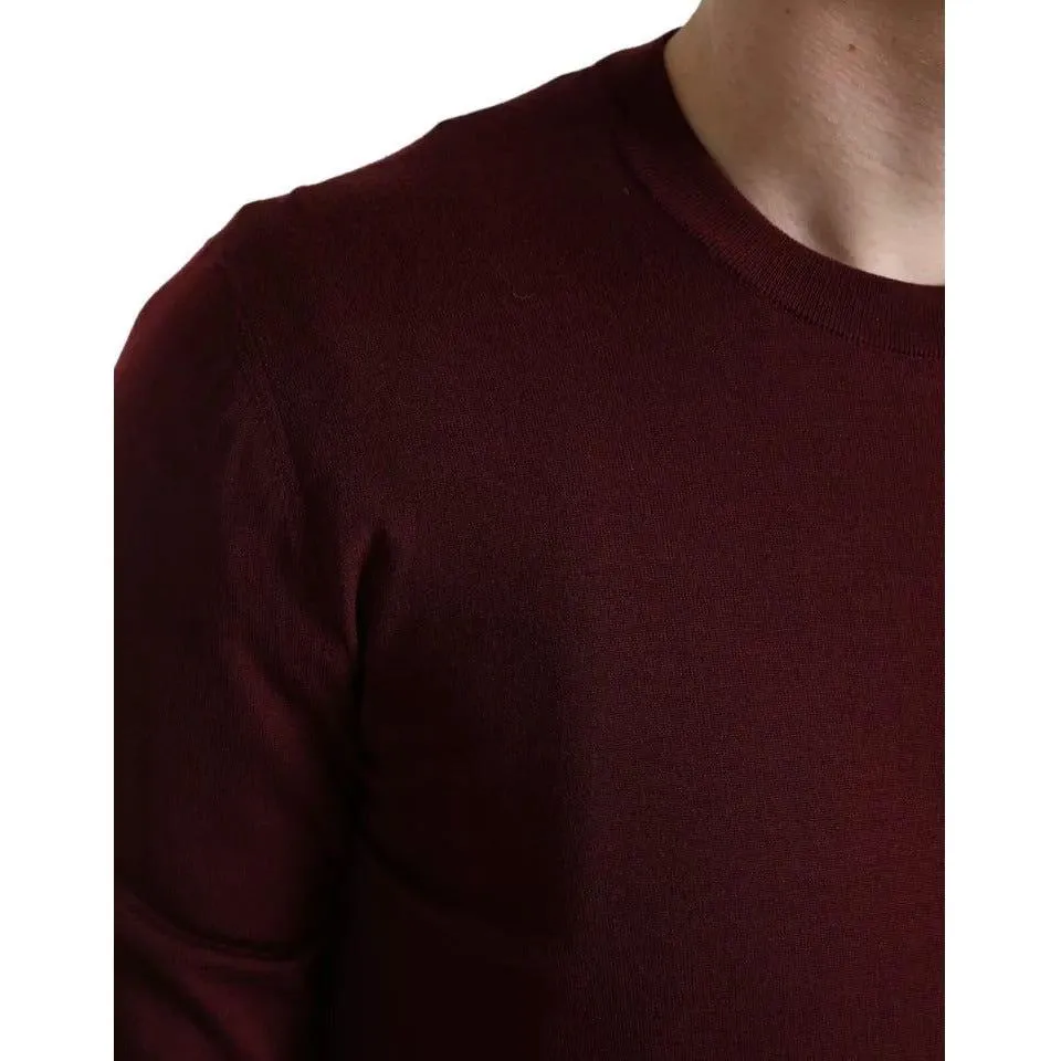 Dolce & Gabbana Bordeaux Wool Knit Crew Neck Pullover Sweater