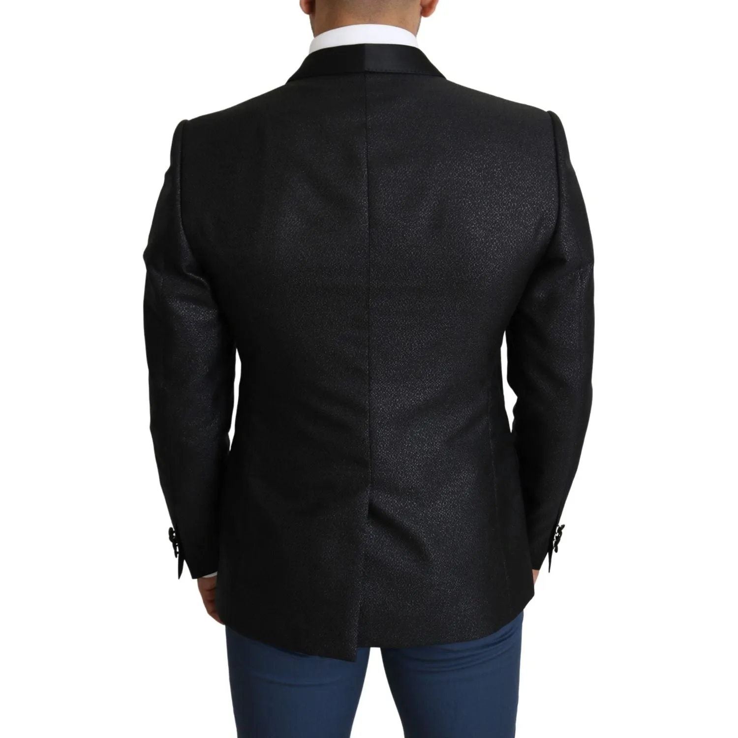 Dolce & Gabbana Elegant Black Jacquard Slim Fit Blazer